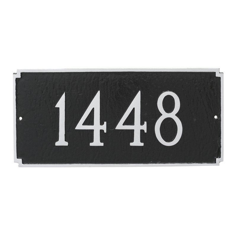 Plaque d’adresse murale sur 1 ligne madison, Noir / argent, Oui