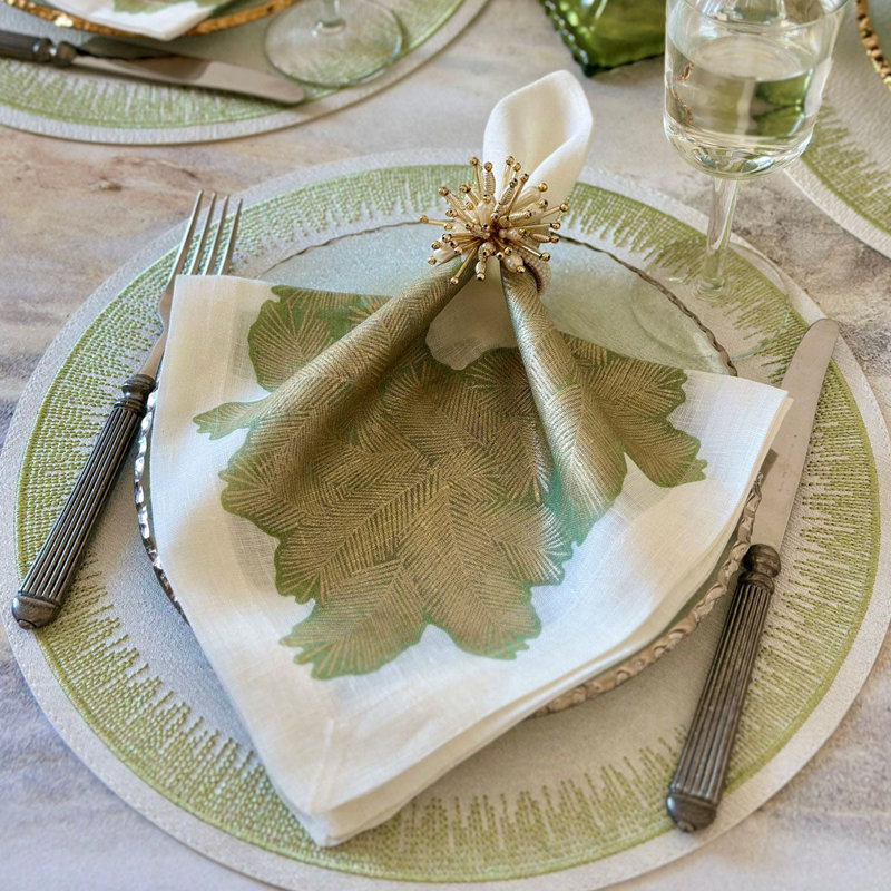 Flare Vinyl Placemats, White/Fern