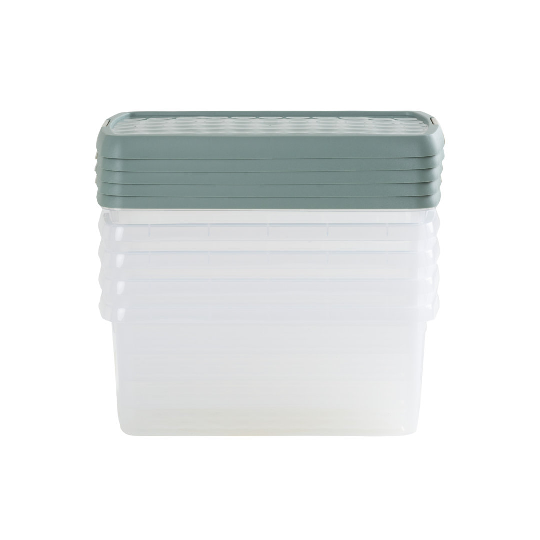 Wham Clip Rectangular Plastic Storage Boxes with Secure Clip Lock Lids Clear/Green Milieu/Stone