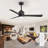 52 Inch Ceiling Fan with Light and Remote, Black Ceiling Fan, DC Motor, 6 Speed, Quiet Noiseless,Reversible, Indoor for Living Room Bedroom