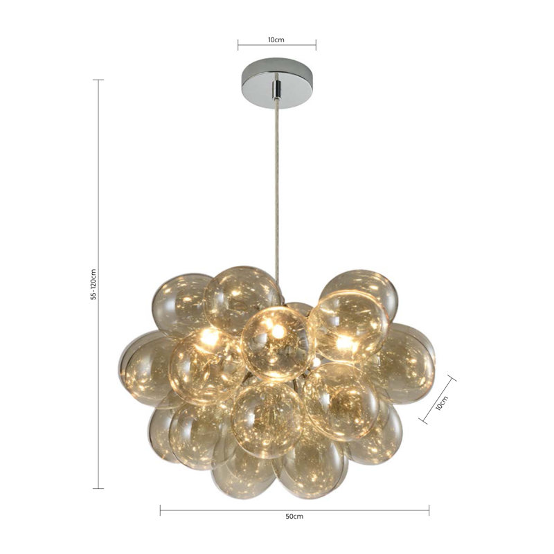Abdurrahman 5 - Light Polished Chrome Cluster Pendant, Gold