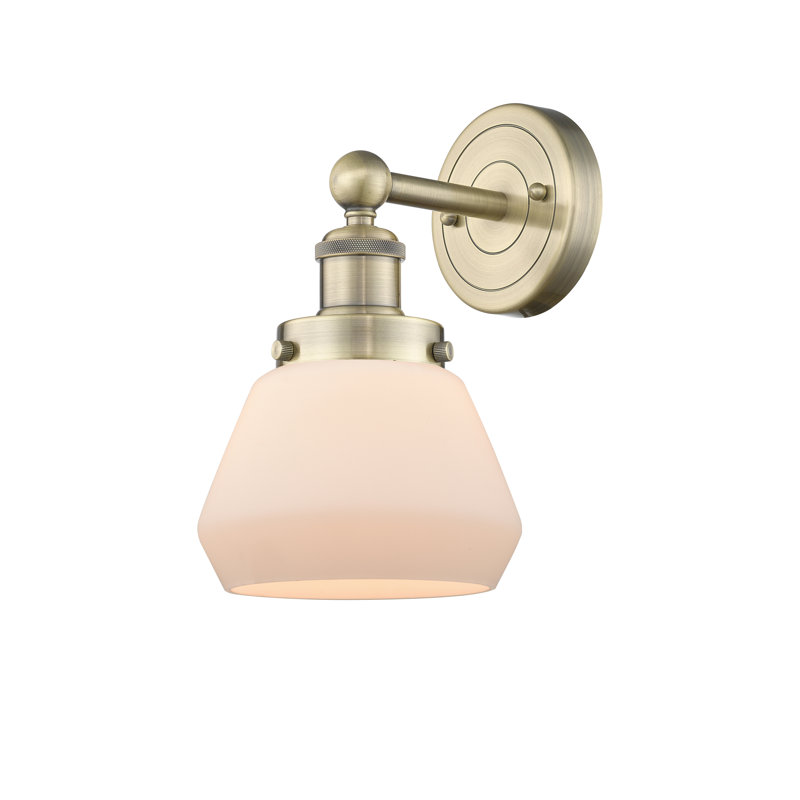 Carrboro Armed Sconce, Matte White, Antique Brass