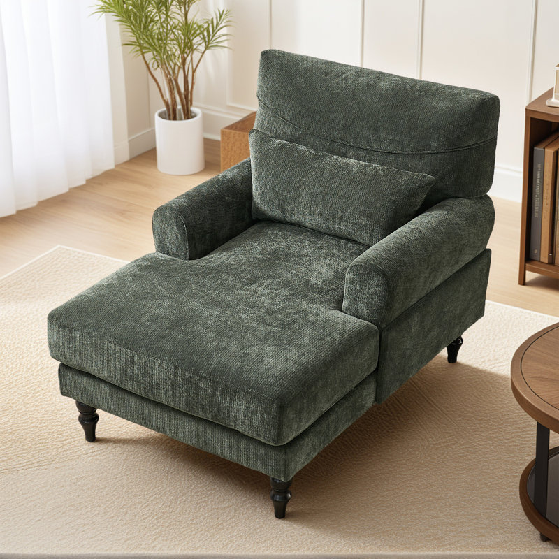 Chaise longue rembourrée L 51,55 po, Vert