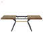 Table de salle à manger rectangulaire rétro avec plateau en bois antique et centre en relief noir, longueur réglable pour une utilisation polyvalente