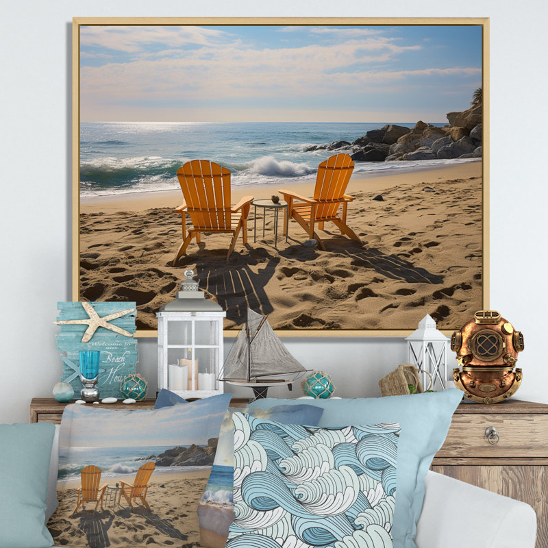 «Alishah Beach Chairs Scenery IV», reproduction sur toile, H 34 po x l 44 po x P 1,5 po, Cadre naturel flottant