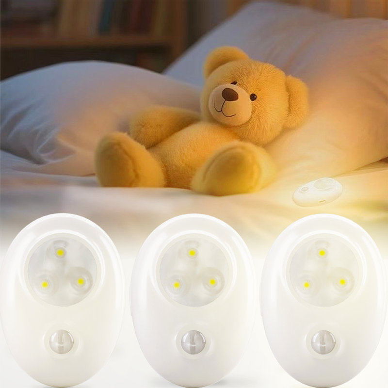 Veilleuse rechargeable sans fil 2,7 pouces, détecteur de mouvement 3 couleurs pour couloir, chambre à coucher