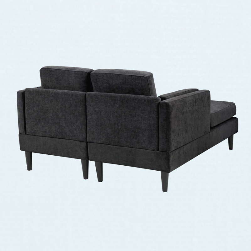 Méridienne moderne avec méridienne 53,5 po, Black