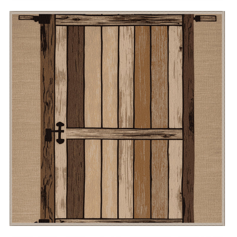 Washable Farm Gate Farm Area Rug, Square 3'