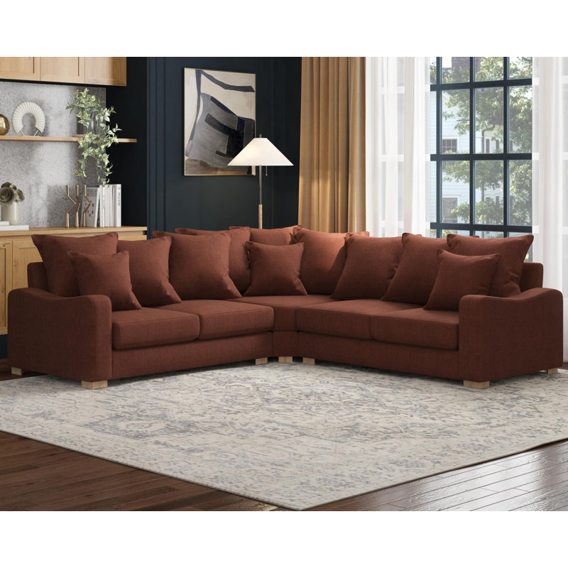 Theadford Corner with two seats both sides, Scatter Back, Mink Polyester