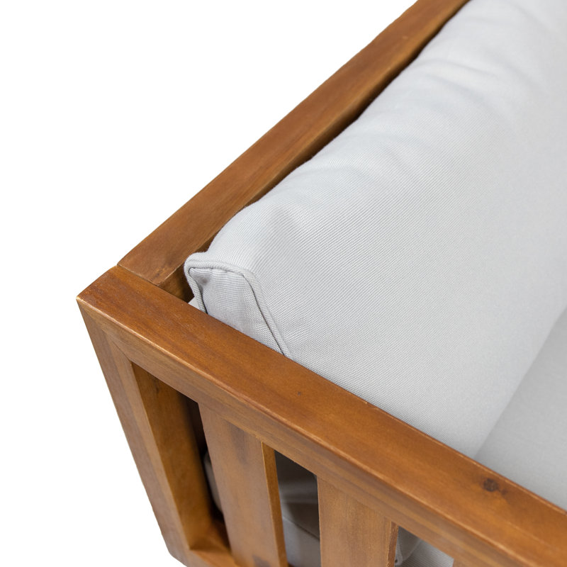 Ensemble de conversation moderne avec coussins Giuliette, Gris clair, Teak