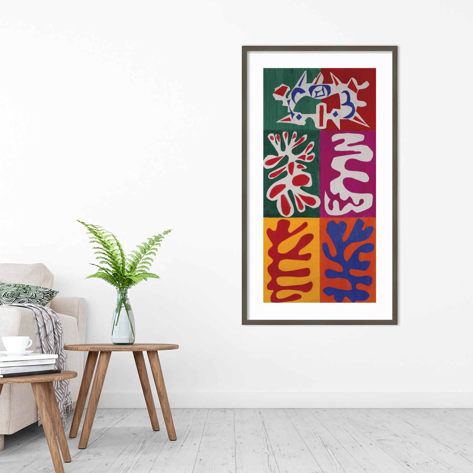 Panel With Mask 1947 by Henri Matisse, 44" H x 25" W, Gray Framed Paper