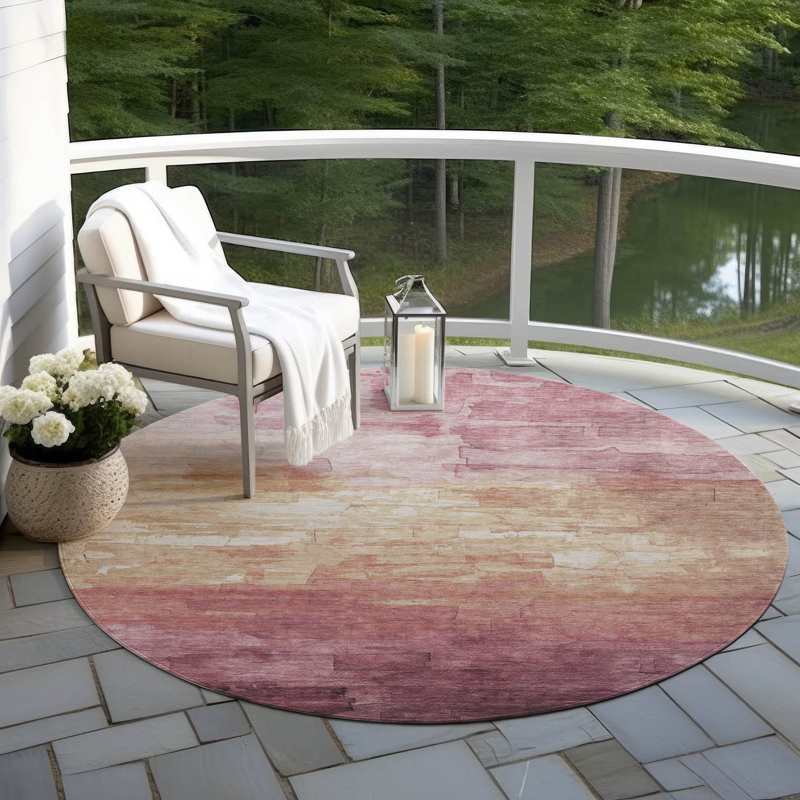 Machine Washable Indoor/Outdoor Claudian ACN1470 Mauve Rug, Round 8'