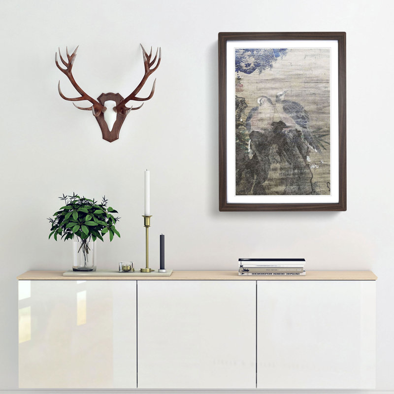 Birds by Lu Ji - Framed Print, 60cm H x 40cm W x 2cm D, Walnut