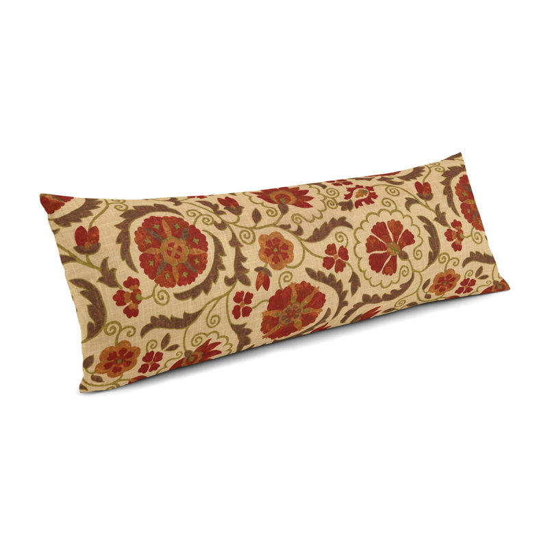 Housse et insert de coussin rectangulaire SuzaniQ, Beige / Rouge, 14 po x 36 po