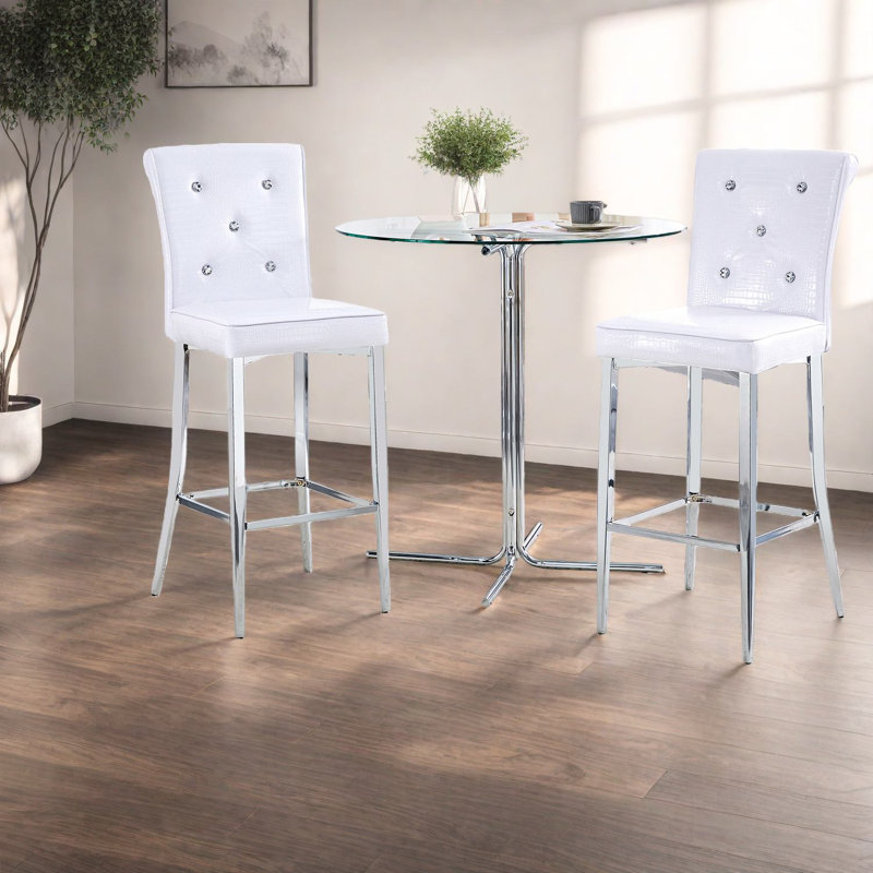 Ensemble de table de salle à manger (doit inclure à la fois la table et la chaise), ensemble de bar moderne en verre et métal 3 pièces pour petite cuisine