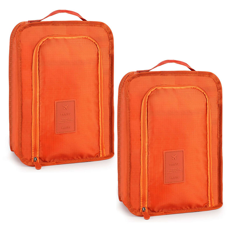 2 pièces Sacs de chaussures de voyage Étanches à la poussière Organisateur de chaussures, Orange