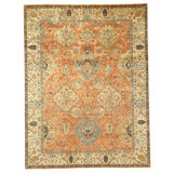 Hand Knotted Wool Area Rug in Rust And Ivory