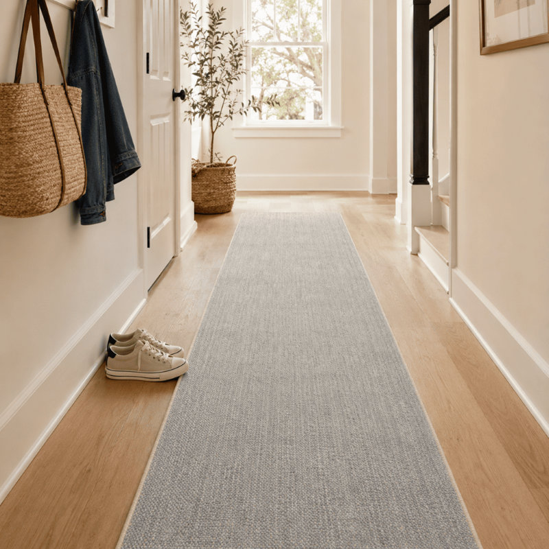 Washable Runner Rug 2x26 - Moor Modern Plush Rug for Hallway & Entryway, Urban Mist Blue-Gray, 2'2" x 26'
