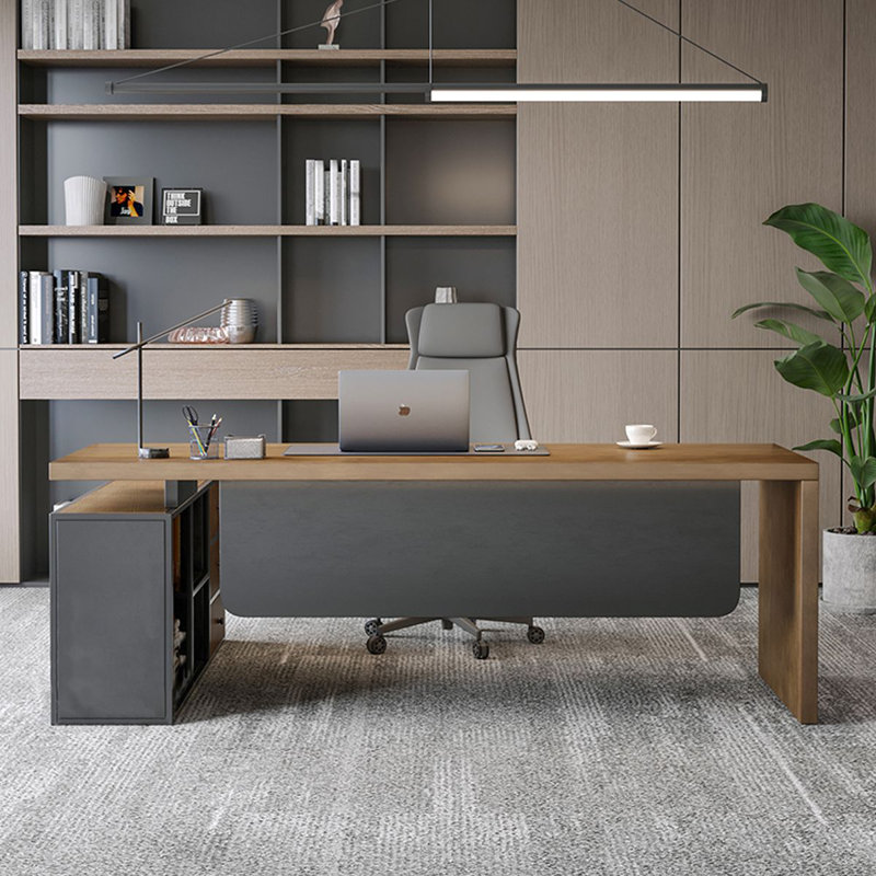 Walnut Rectangular Solid Wood desks, 29.53" H x 94.49" W x 31.5" D, Right Hand Return