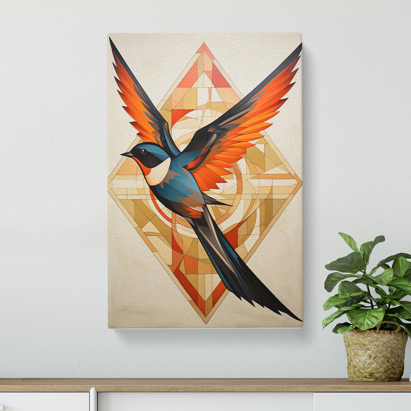Swallow Geometric - No Frame Print, 60cm H x 40cm W x 3cm D