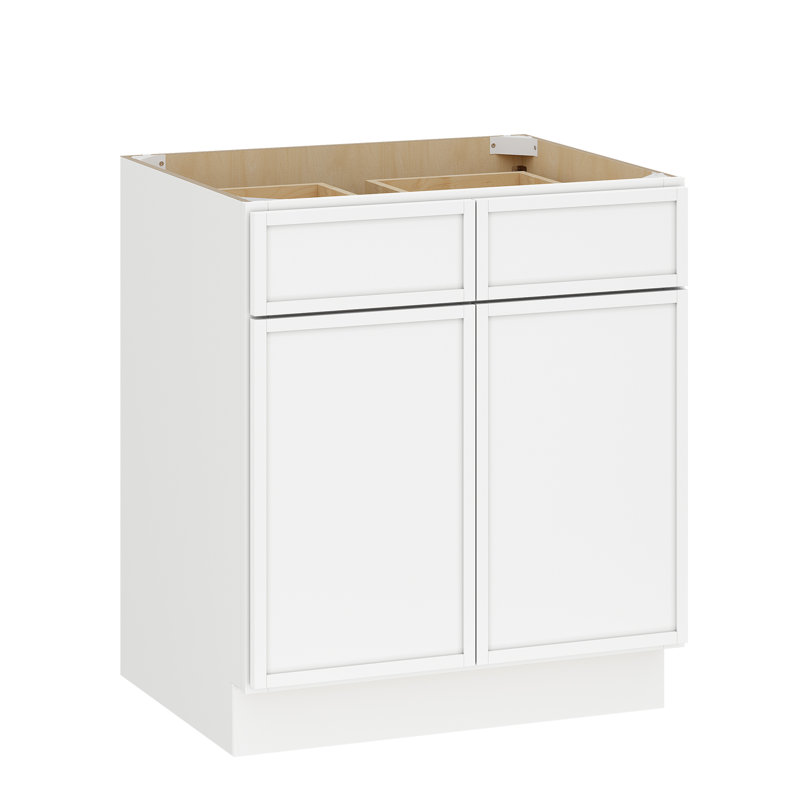 Armoire de base modulaire moderne en bouleau blanc avec structure étroite et quincaillerie à fermeture en douceur, disposition flexible pour les cuisines et espaces polyvalents