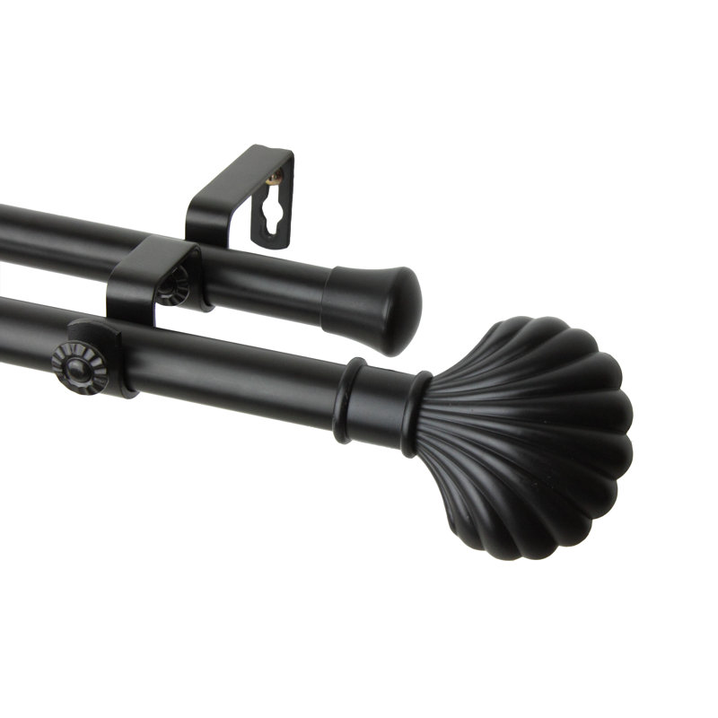 Tringle à rideaux double Mignon, Noir, 48 po à 84 po