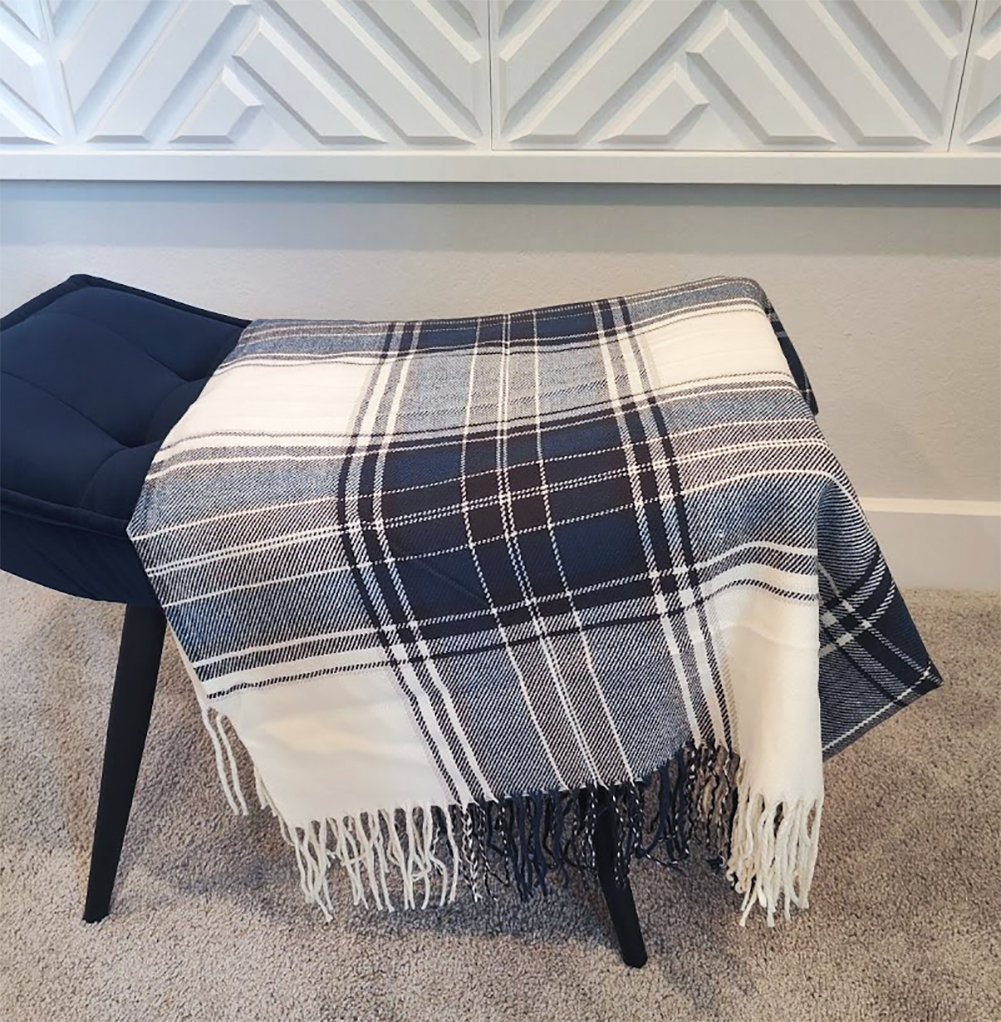 Sevan Collection Hand Woven Throw Blanket, Navy Blue