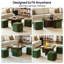 Coffee Table With 4seat Storage, Mid-century Modern Coffee Tables With 4 Chenille Ottomans , Centre Table