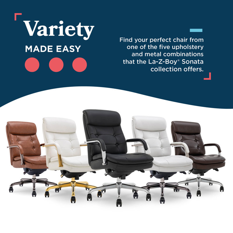 Sonata Leather Swivel Executive Office Chair, Black, Chrome