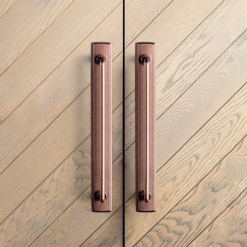 Ensemble de poignées de bar élégantes avec panneau arrière, 7 3/5", Cuivre antique