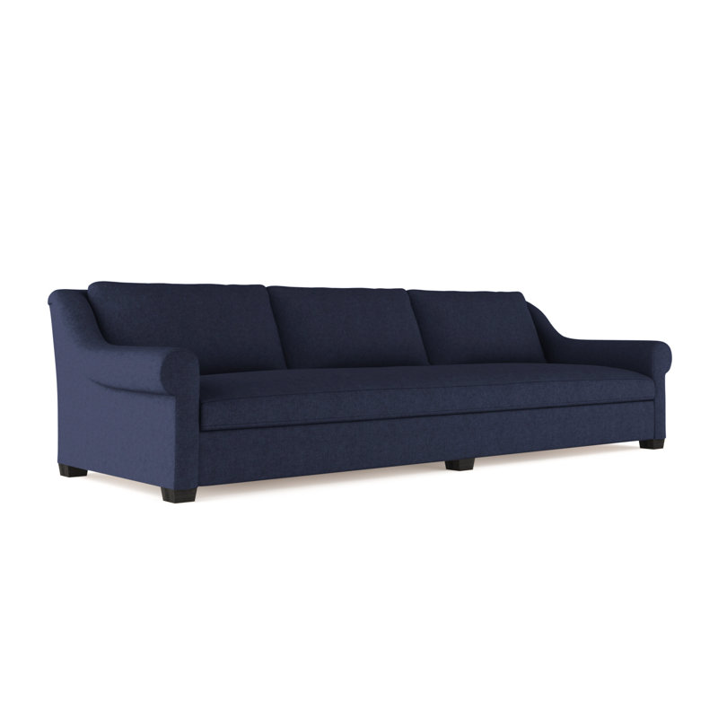 Canapé Thompson, H 32 po x l 96 po x P 41 po, Velours moelleux imprimé bleu, Naturel