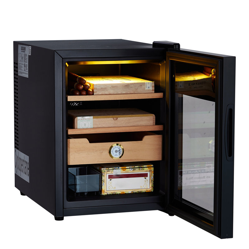 Cigar Humidor Cabinet 200 Count, 3 in 1 33L Electric Humidor with Hygrometer, Humidifier, Cooling Fan & Spanish Cedar Lining, Lights Control System, Desktop Multi Large Drawers, Gift for Cigar Lovers