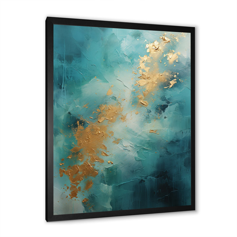 Jaalah turquoise tranquillité IV - imprimé, H 32 po x l 16 po x P 1 po, Cadre photo noir