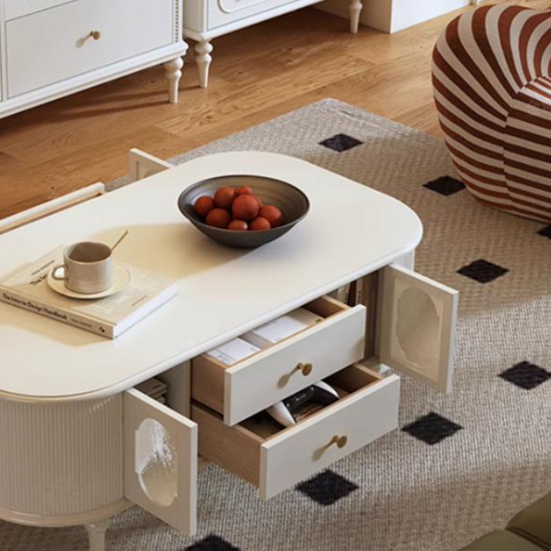 Retro classic design solid wood coffee table, 17.71" H x 51.18" L x 27.55" W