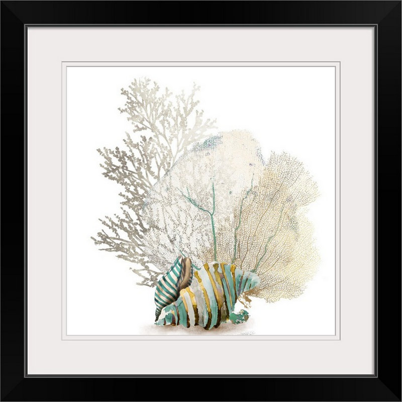 «Deep Coral II» par Aimee Wilson - reproduction d'art, H 24 po x l 24 po x P 1 po, Cadre noir
