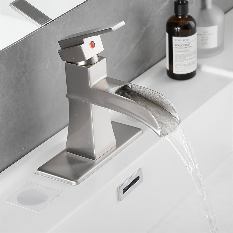 Single-Hole Single-handle Bathroom Faucet with Drain Assembly, Brushed Nickel