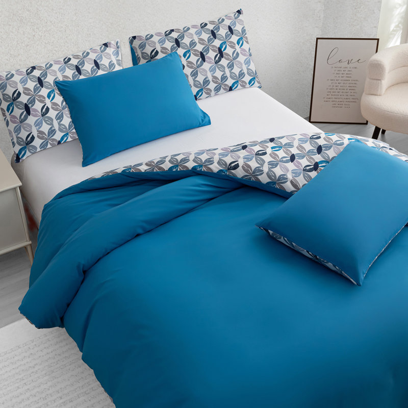 Premium Reversible Duvet Cover Set with Zipper Closure and Corner Ties, Super King Duvet Cover + 2 Standard Pillowcases