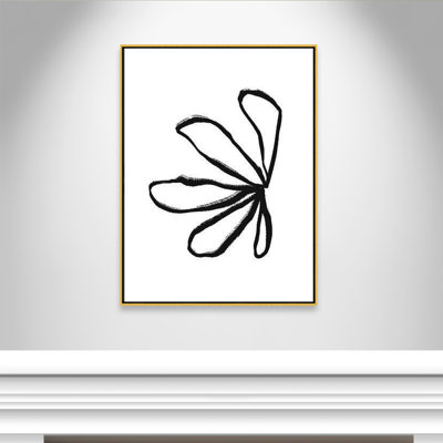 Collection de dessins au trait, pétales encadrés sur toile