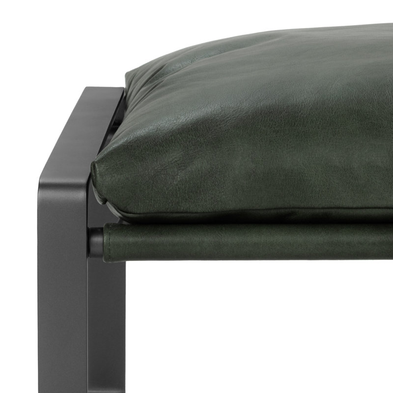 Morgan Top Grain Leather Ottoman, Forest Green