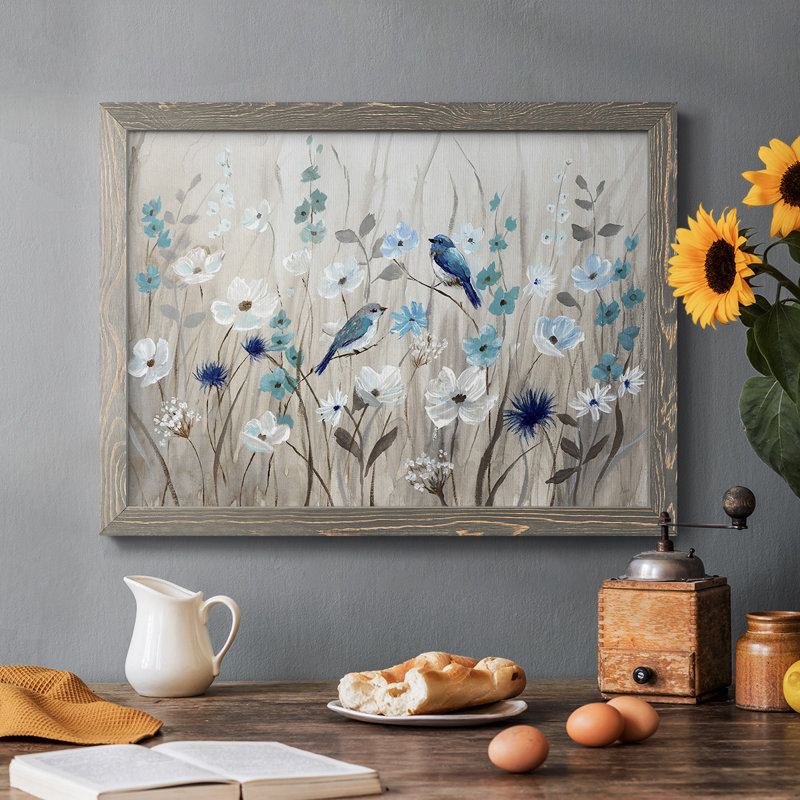 Bluebirds In Spring, reproduction d'art sur toile, Gris, H 14 po x l 20 po x P 1,5 po