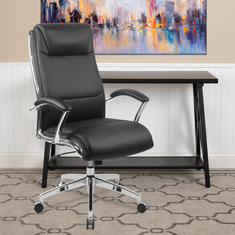 High Back Designer Smooth Upholstered Executive Swivel Office Chair, Black