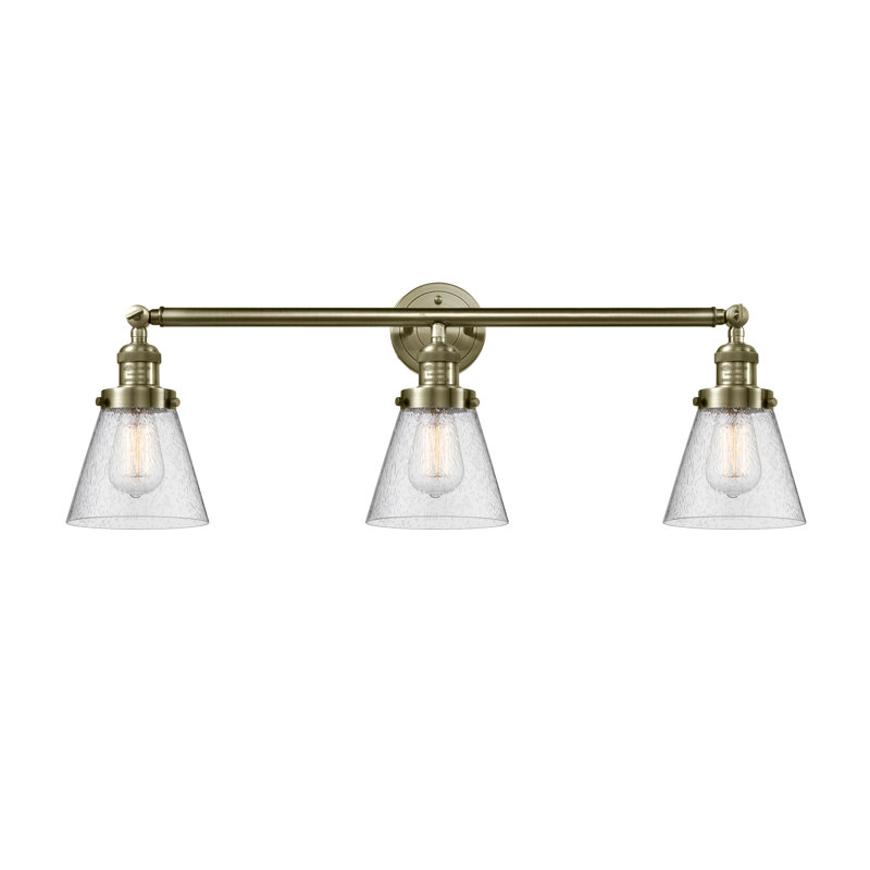 Éclairage pour meuble-lavabo 3 lumières Shauna Cone, Laiton antique, DEL