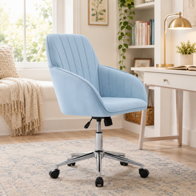 Chaise de bureau ergonomique et pivotante avec coussin en mousse à mémoire de forme pour bureau à domicile et chambre à coucher