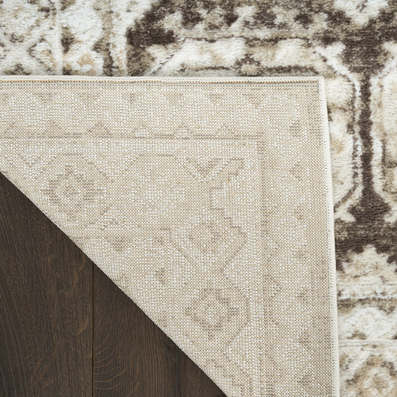 Tapis d'intérieur ivoire et brun Leuchte, Rectangle 4pi x 6 pi