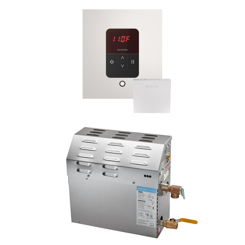 Ensemble de générateur de douche à vapeur MS 7,5 kW (7500 W) avec contrôle de température carré ITempo, Nickel brossé