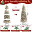 Arbre de Noël artificiel enneigé 9 pi avec 450 lumières blanc chaud, conception articulée à 4 sections, support en acier pliable, assemblage facile, vert et blanc-1708491873