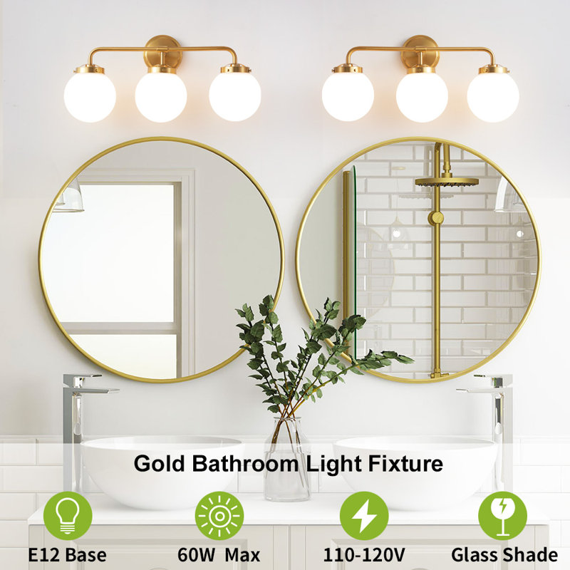 Jaxon Dimmable Vanity Light, Bulbs not Included, 3, Gold