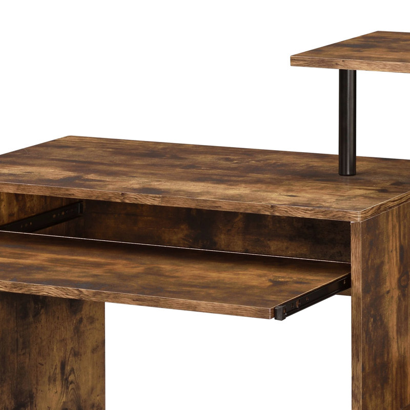 Computer Desk With Keyboard Tray And Shelves In Weathered Oak Black Study Functional Shelving Home Office
