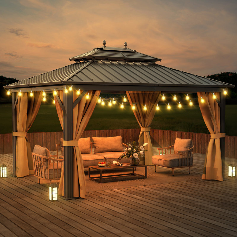 Pavillon de jardin permanent en aluminium, 12 pi x 10 pi