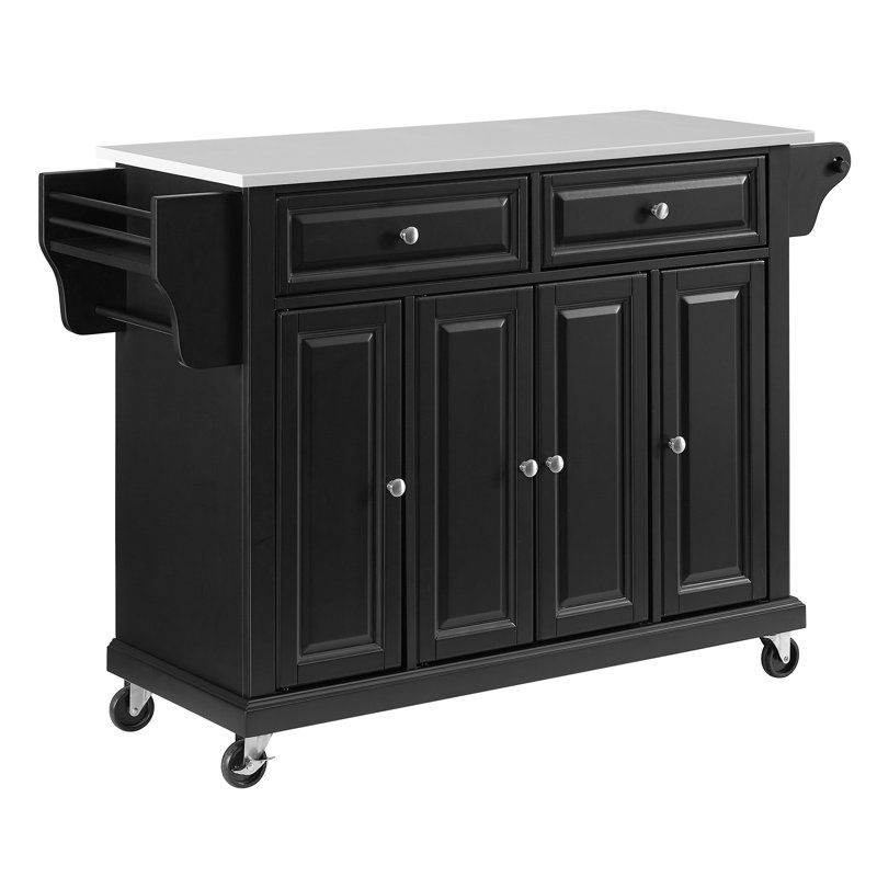 Baisden Granite Top Kitchen Island, Black